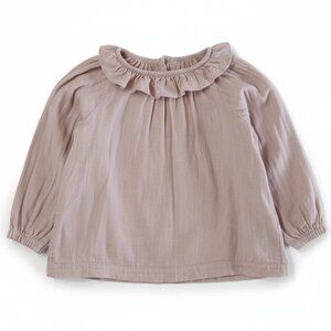 POUDRE ORGANIC - LS BUTTONED SHIRT - ORGANIC COTTON - BLUSH - 6Y- NWT